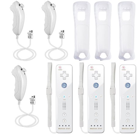 Bonadget 3 Packs Nintendo Wii Games Controllers, Remote Controller for Nintendo Wii/Wii U with Motion Plus, Nintendo Wii Controller & Nunchuck & Silicone Case & Wrist Strap (Christmas Gifts)