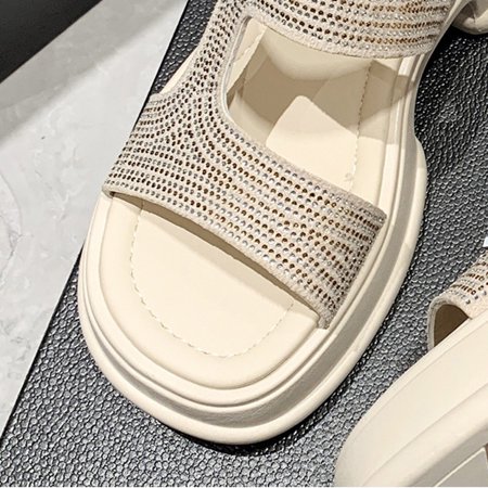 

PEASKJP Women s Beach Sandals Women Summer Sandals Open Toe Anti-Slip Round ToeComfortable Sandals Shoes Women Sandals White 6.5