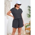thumbnail image 2 of SHOWMALL Plus Size 2 Piece Sets for Women Summer Outfits - Sleeveless Muscle Tank & Shorts Lounge Set with Pockets, Soft Stretch Fabric, Black 1X, 2 of 10