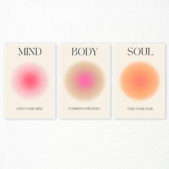 Set de pósters Adyggefy Art Positive Aura Aesthetic 30 x 40 cm x 3