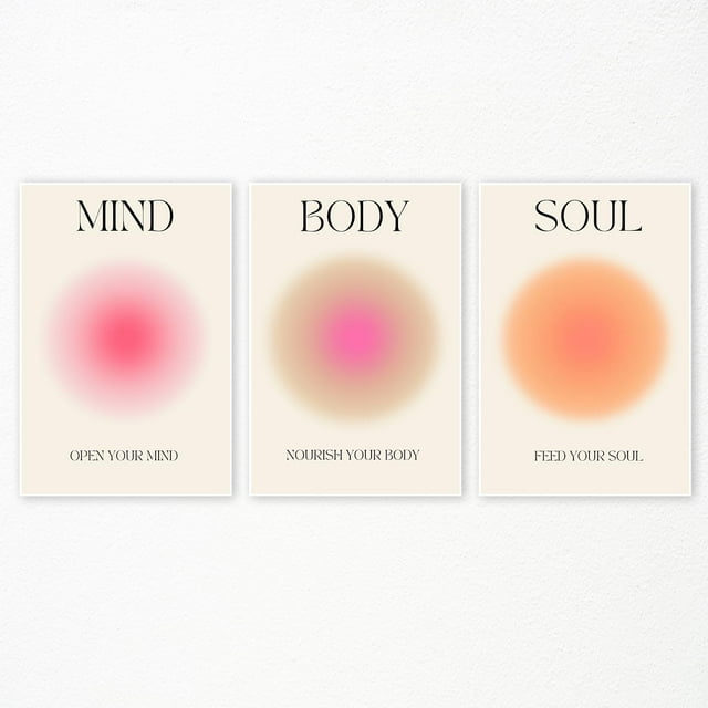 Set de pósters Adyggefy Art Positive Aura Aesthetic 30 x 40 cm x 3