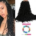 thumbnail image 1 of Nu Faux locs Soft locs 18inch Crochet Hair braids Curly Wavy Nu locs Goddess 7Packs Pre Looped Goddess Locs for Black Women Synthetic locs Braiding Hair Extensions+Gifts 18"7packs, 1 of 8