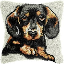 Latch Hook Pillow Kits DIY Cross Stitch Latch Hook Cushion Kit 17x17inch - Animal Dog