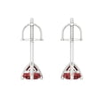 thumbnail image 4 of 1 Ct Round Cut Studs Red Natural Garnet 18K White Solid Solid Gold Everyday Dainty Earrings Screw Back, 4 of 7