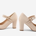 thumbnail image 3 of PENNYSUE Women's Mary Jane Pumps High Heels - Round and Closed Toe Shoes with Double Ankle Strap Buckle for Summer Party Wedding Occasions, 3 of 5