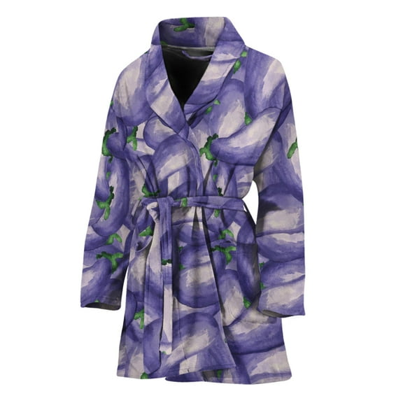 Watercolor Eggplant Women Bathrobe One Size Univeral Fits Fashion Lightweight Plush Fleece Long Robe For Women