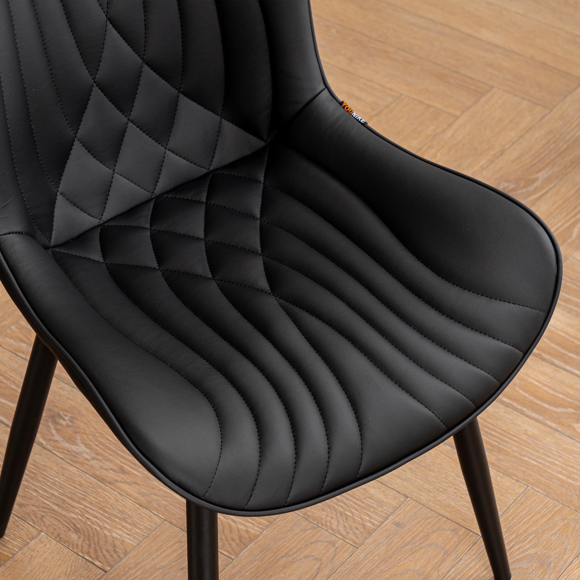 YOUNIKE Dining Chairs with Metal Legs Wing Backrest Set of 2 Upholstered Dinner Side Chair, Black