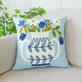 thumbnail image 1 of Funda de almohada con diseño de tulipán verde fresco y sencillo con flores bordadas para sofá, cama, almohada de cintura para oficina, 1 of 6