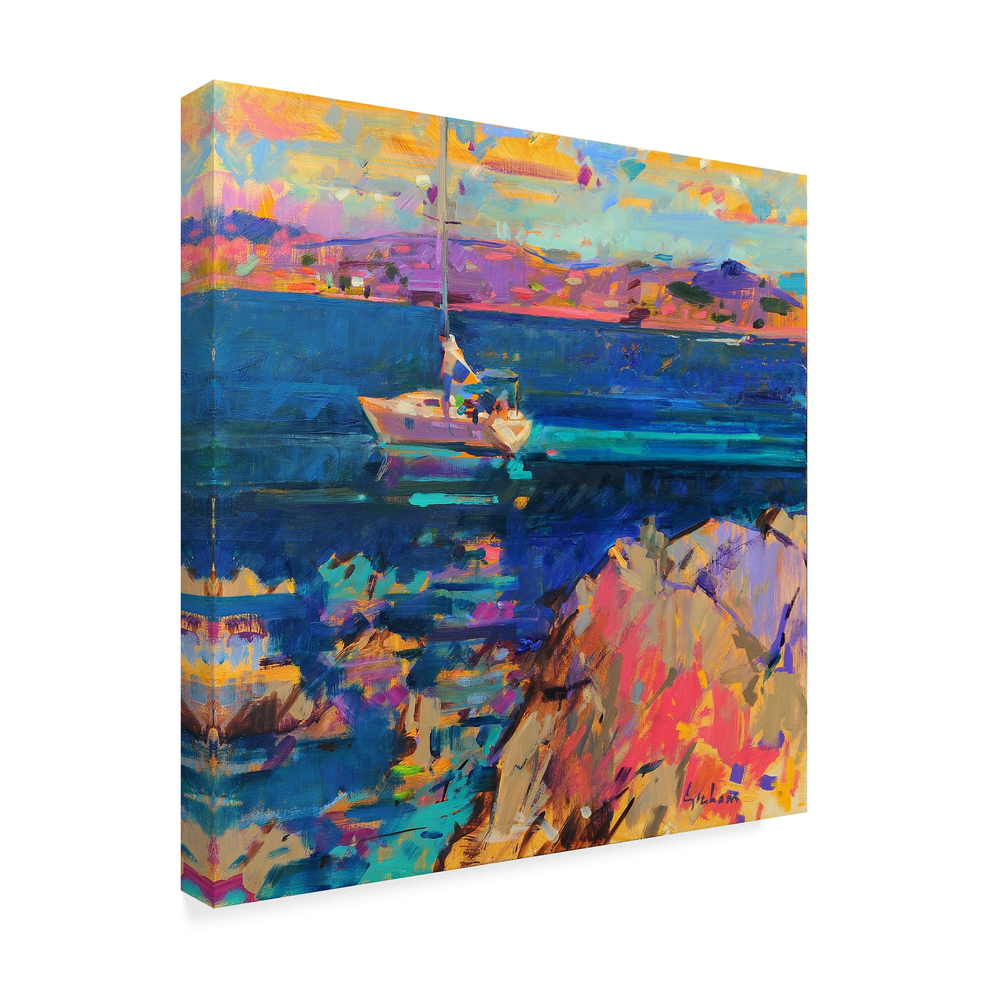 Trademark Fine Art 'At Anchor, St Tropez Coast' Canvas Art by Peter Graham