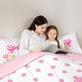 thumbnail image 4 of Erosebridal Kids Girls Cartoon Floral Bowknot Twin Bedding Sets 7-Piece,Teens Vintage Polka Dots Bedding Comforter Set,Pink Reversible,Lightweight Room Decor, 4 of 6