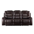 thumbnail image 2 of Motion Sofa with Leatherette Upholstery and Diamond Tufts, Brown, 2 of 5