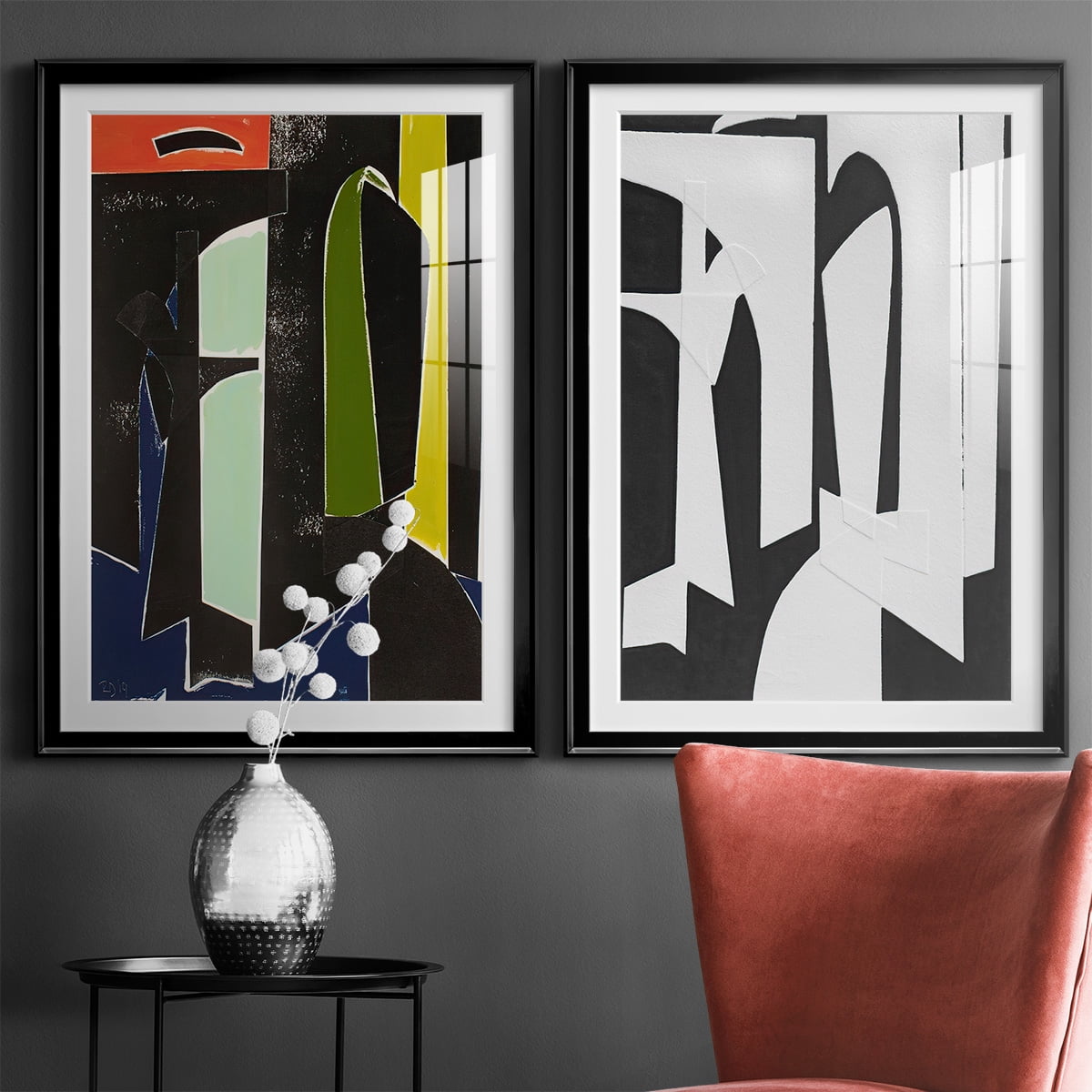 Wexford Home Spanish Arches Premium Framed Print, 26.5" x 36.5" - Ready to Hang, Black (Set of 2)