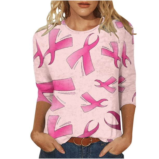 Camisetas Casuales de las Mujeres Impresas 3/4 Manga Blusa Cuello Redondo Estante de Imitación, Moda Casual Top para las Mujeres