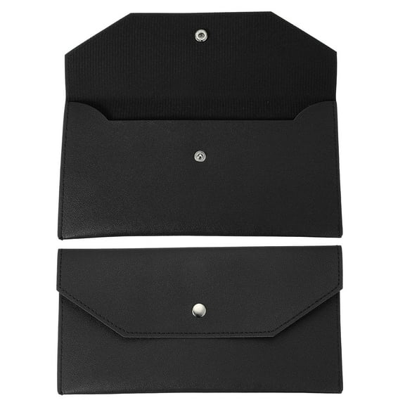 Uxcell Cash Envelope Wallet, Budget Cash Holder Reusable Money Bag Pouch Leather Money Organizer Pouch for Men Women Receipt Check Bill Travel Graduation Holidays, Black