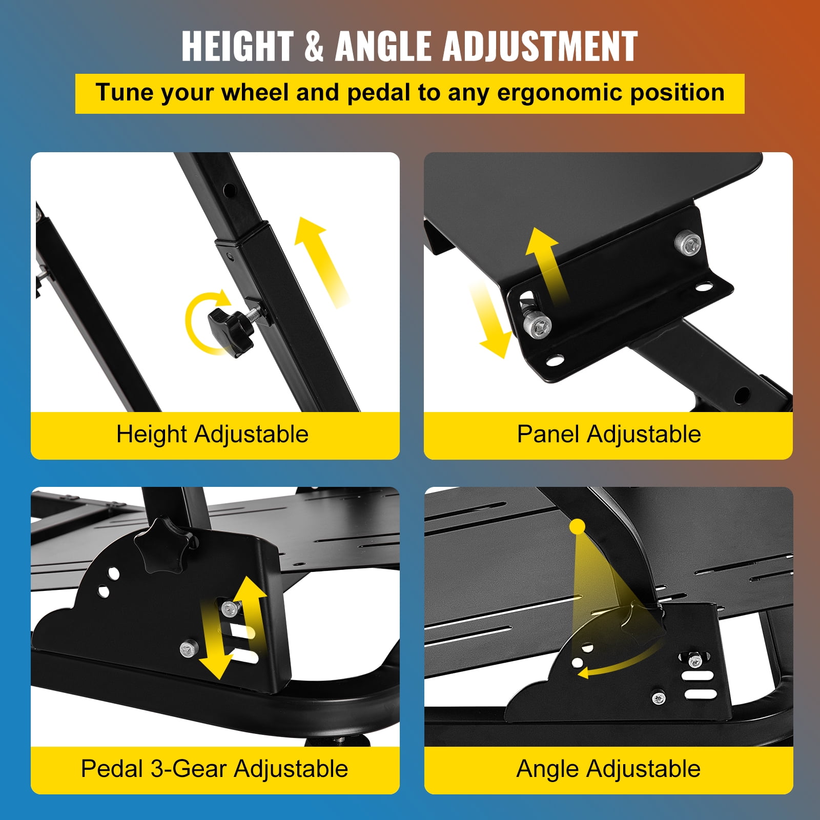 VEVOR Race Simulator Cockpit for Logitech G25, G27, G29, G920 Height Adjust  Race Wheel Stand,Wheel Pedal Shifter Not Included G29G27G25ZLYXZJ01V0 - The  Home Depot