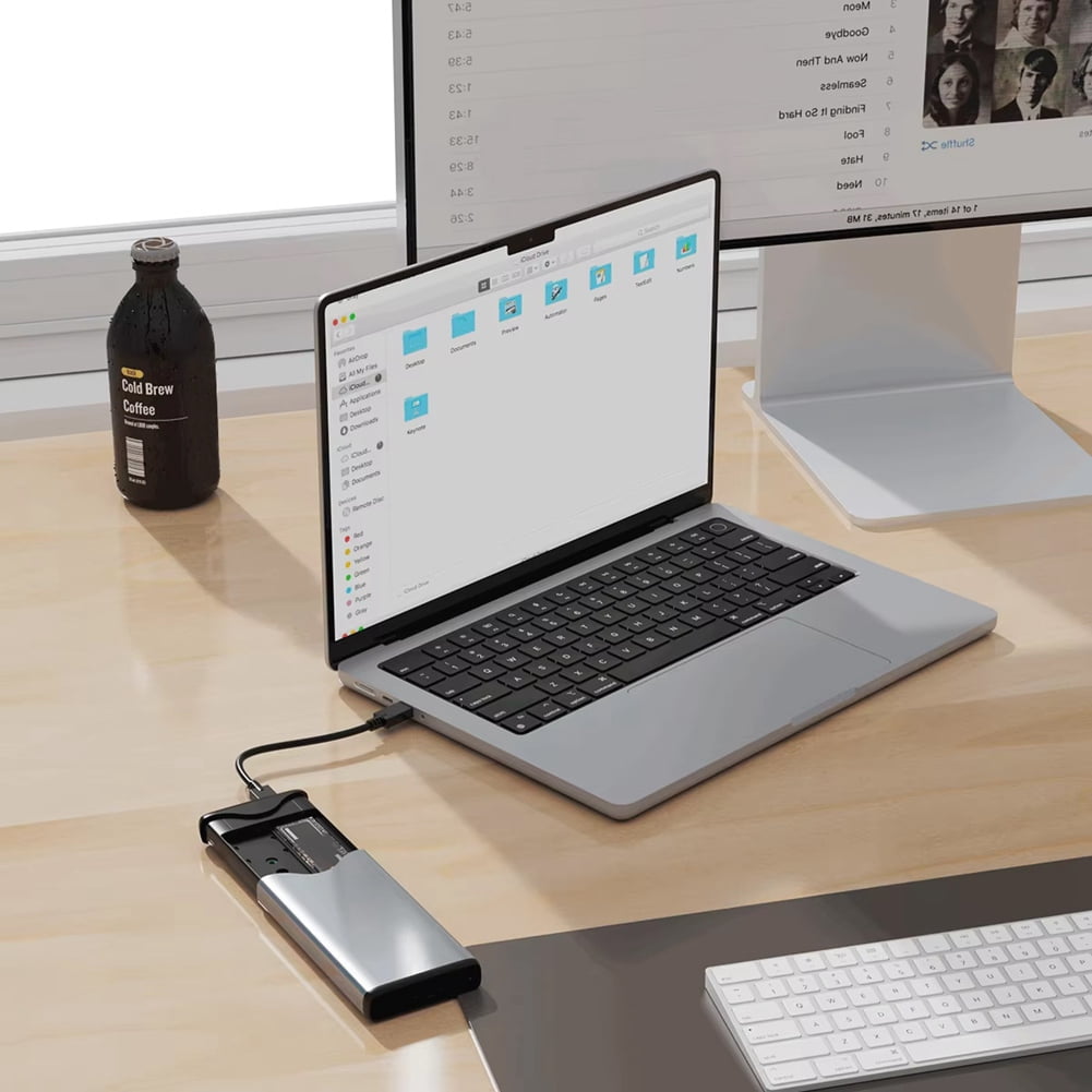 M.2 NVME Dual Protocol SSD Enclosure Dual Bay &NVME SSD Case 10Gbps USB Type C SSD Case M.2 Hard Disk Box