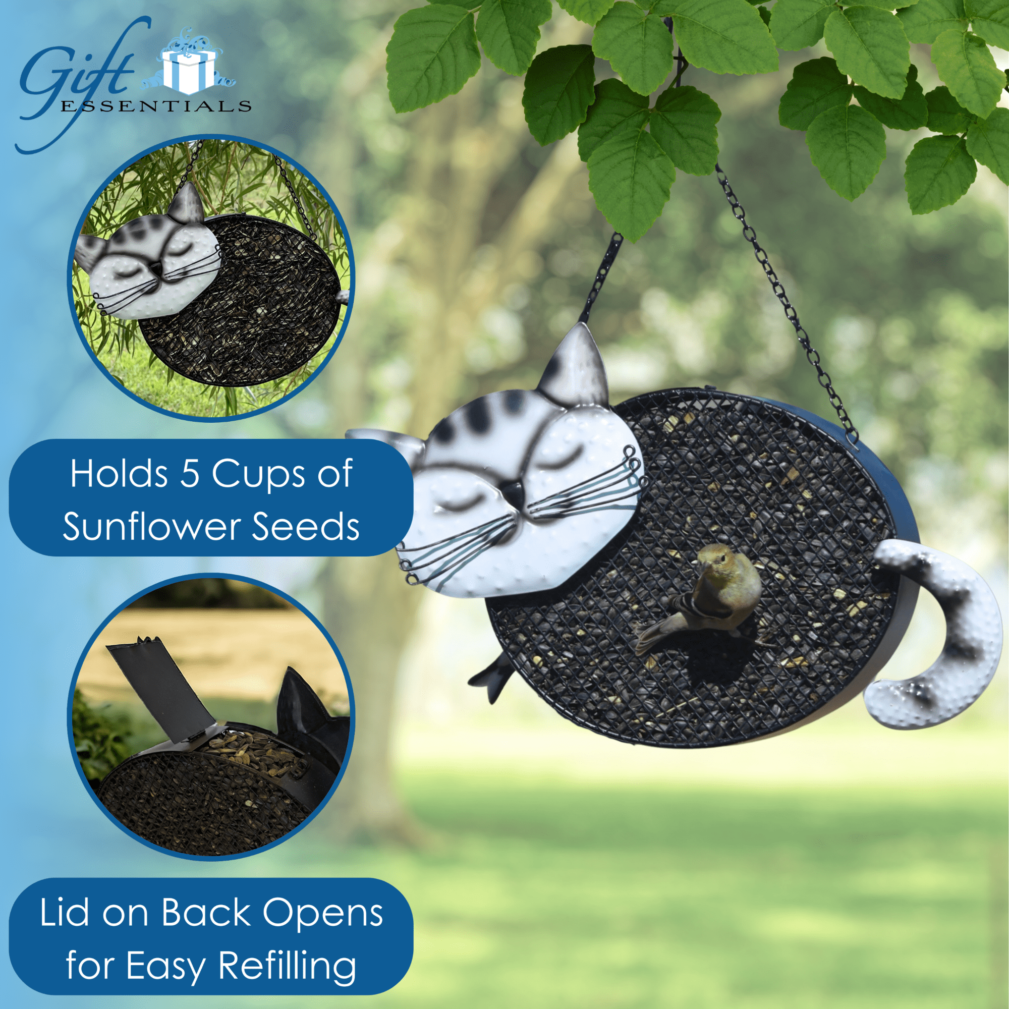 Gift Essentials Revenge of the Birds Cat Metal Mesh Bird Feeder GEF1003