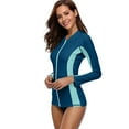 thumbnail image 6 of Beautyin Women's Zip Front Rash Guards Top Long Sleeves Patchwork Athletic Shirt, 6 of 6