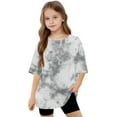 thumbnail image 6 of MKOSPLRT 5-15 Years Girl's Tie Dye Tops Short Sleeve Oversized Tees Crew Neck Drop Shoulder Tshrits Casual Back to School Tee Shirts, 6 of 8