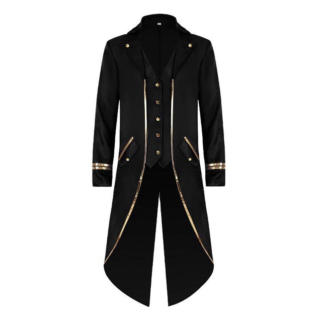Disfraz de Halloween para hombre Disfraz de esmoquin retro de longitud media para hombre Pompotops oipoqjl40196