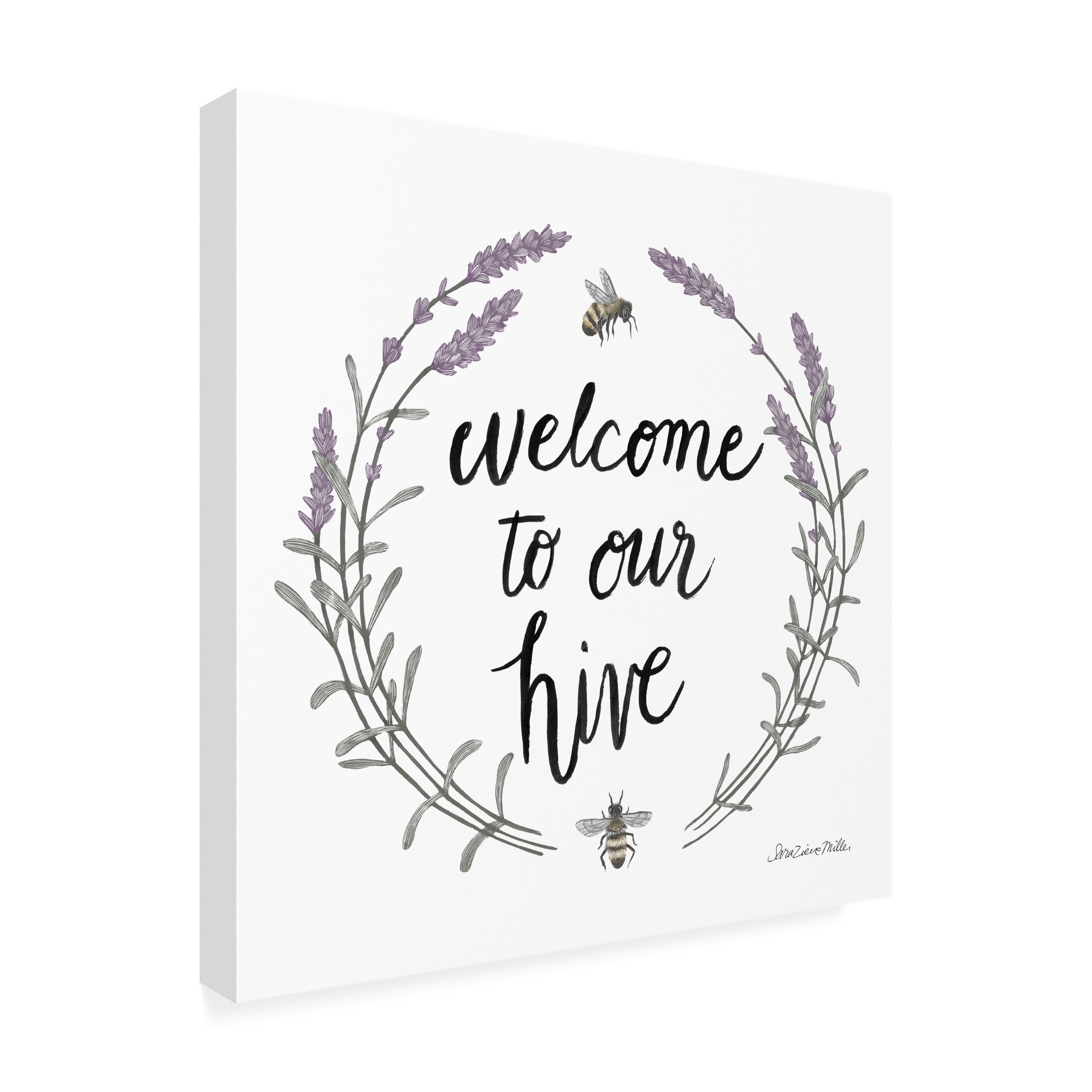 Sara Zieve Miller 'Happy to Bee Home Words II' Outdoor Canvas 24x24