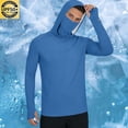 thumbnail image 2 of Dianli Men's UPF 50+ Sun Protection Hoodie Shirt Long Sleeve SPF Fishing Outdoor UV Hiking Lightweight Shirts Blue XXL, 2 of 9