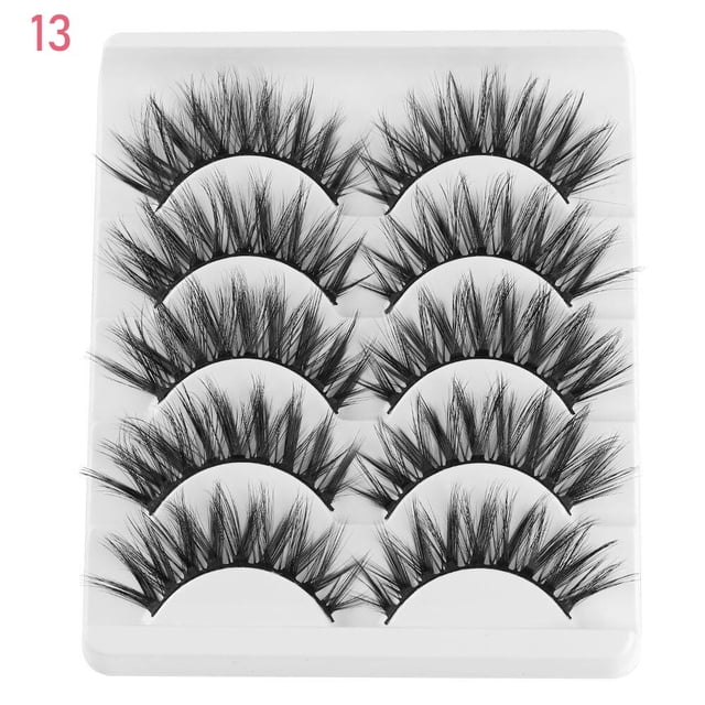 5 pares de pestañas postizas de visón de imitación 3D, extensiones de pestañas postizas reutilizables multicapa hechas a mano largas y finas naturales, herramientas de maquillaje de ojos Tan Jianjun unisex