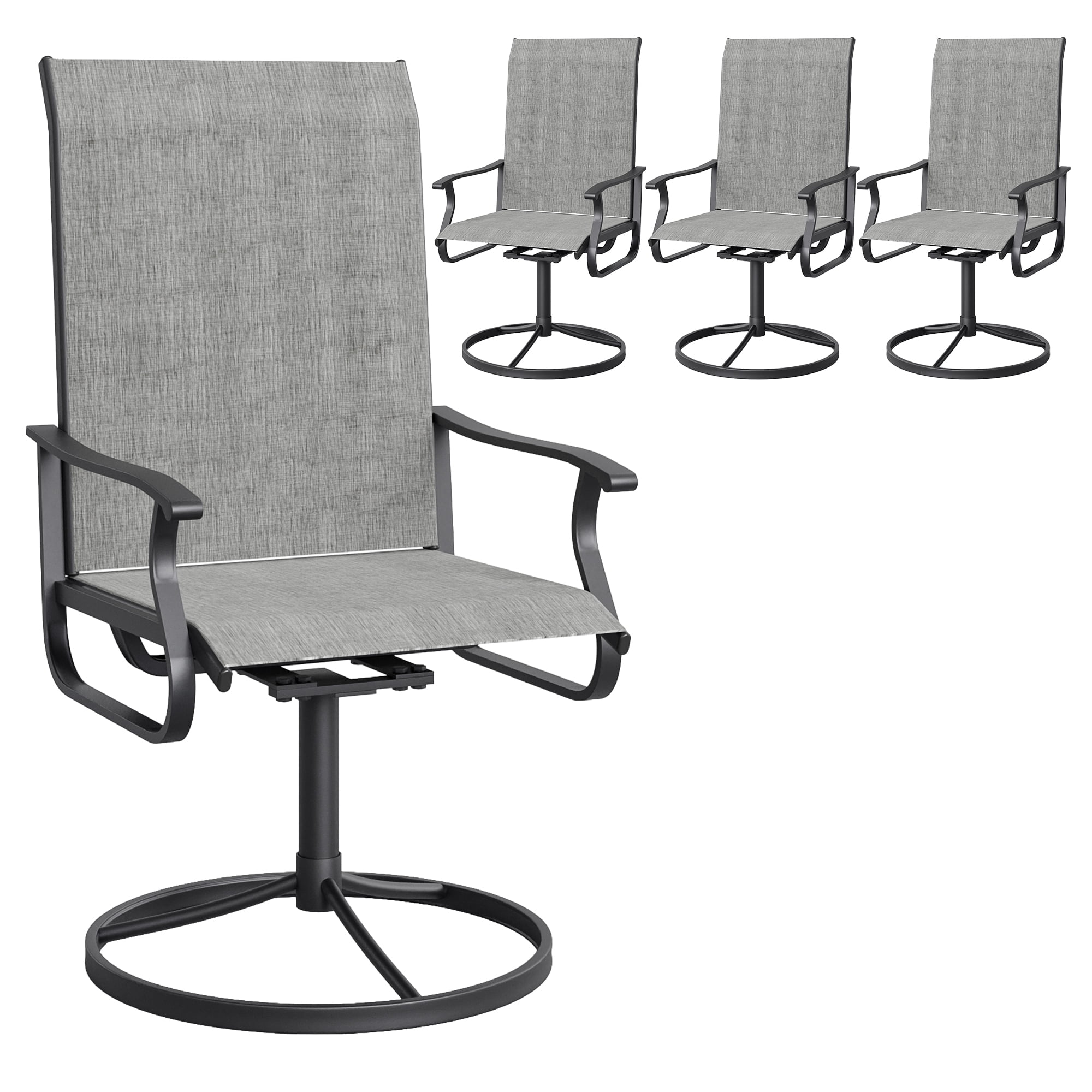Techmilly Outdoor Dining Chairs , Patio Swivel Chairs Set of 2, Support 400lbs , Light Grey