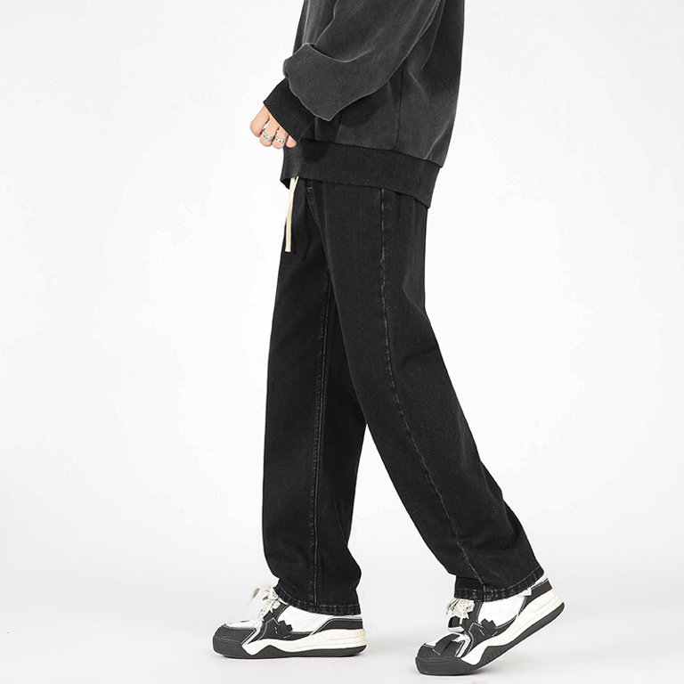 Casual Street Solid Color Straight Denim Jeans Casual Street Solid Color Straight Denim Jeans