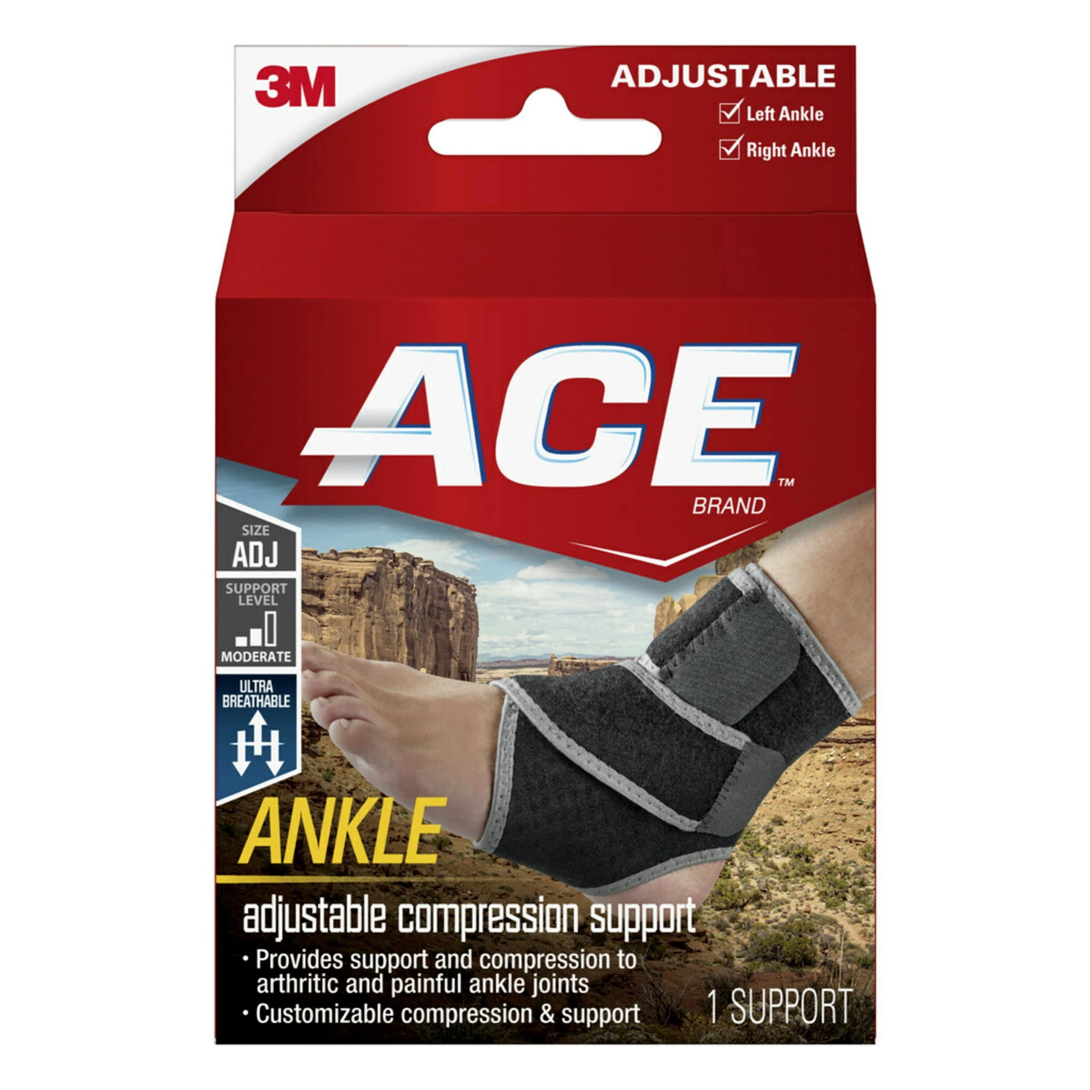 ACE Brand Neoprene Ankle Support, Adjustable, Breathable