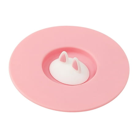 

Mittory Cartoon Cute Cat Ear Silicone Sealing Lid Leakproof Cup Lid Household Tea Mug Cup Bowl Lid Sealing Cover Keep Trendy Pink #4329