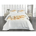 thumbnail image 3 of Ambesonne Forest Quilted Bedspread Set 3 Pcs, Flying Birds and Leaves, King Size, Yellow and Cream, 3 of 5