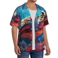 thumbnail image 2 of Rateoe Colorful Ocean Sea Turtle Print Mens Front Pocket Hawaiian Shirts Casual Shirts Short Sleeve Button Down Beach Tropical Shirts-4X-Large, 2 of 5