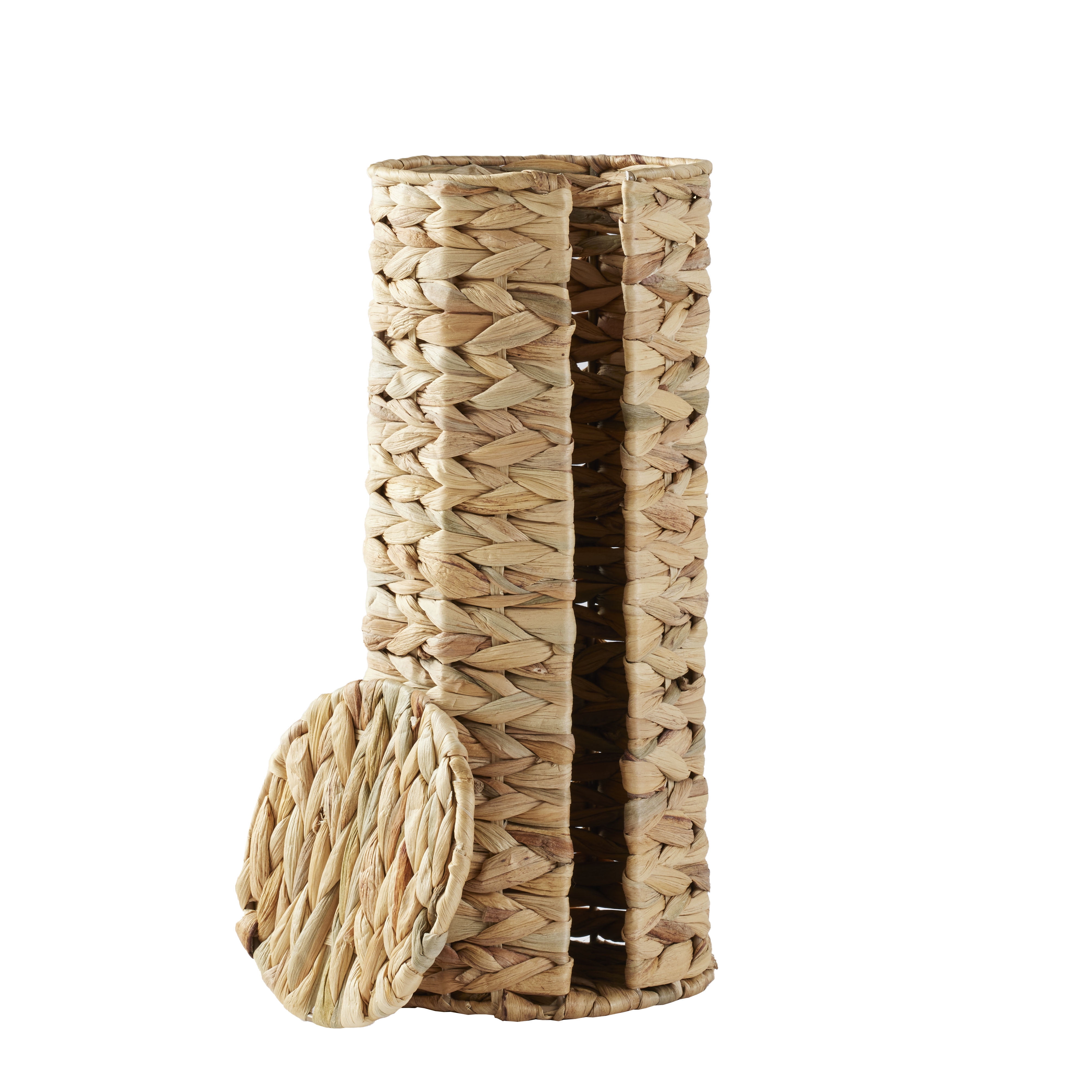 Better Homes & Gardens Floor Standing Toilet Paper Reserve with Lid, Natural Hyacinth
