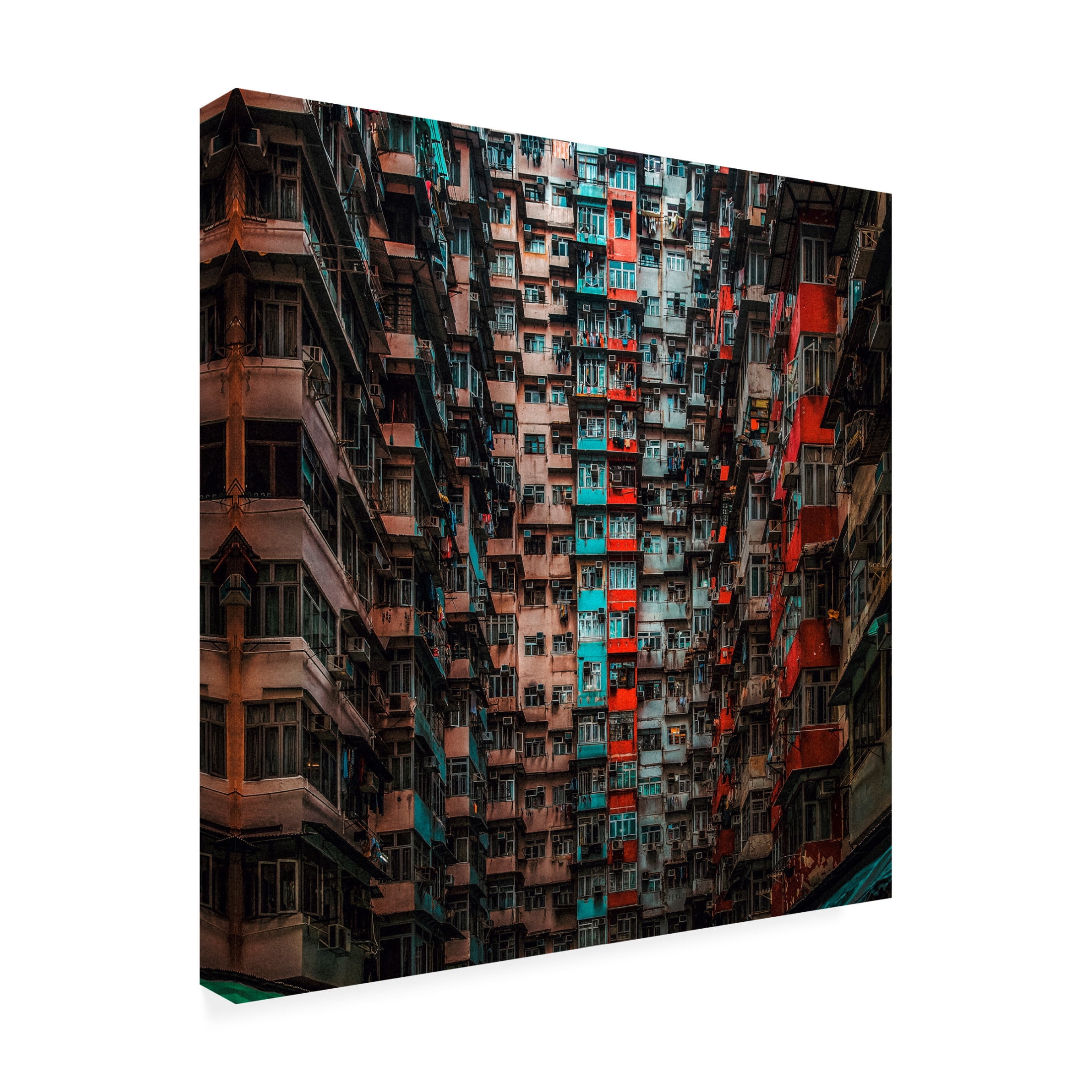 Canvas Wall Art - An Poto 'Apartments In Hong Kong' Wall Art for Living Room, Bedroom, or Office D?cor by Trademark Fine Art - 24 x 24 Inches