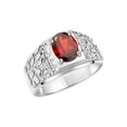 thumbnail image 6 of RYLOS Men's Rings 14K White Gold Designer Nugget Ring Oval 9X7MM Gemstone & Diamonds  Garnet January Birthstone Rings For Man Size 12, 6 of 7