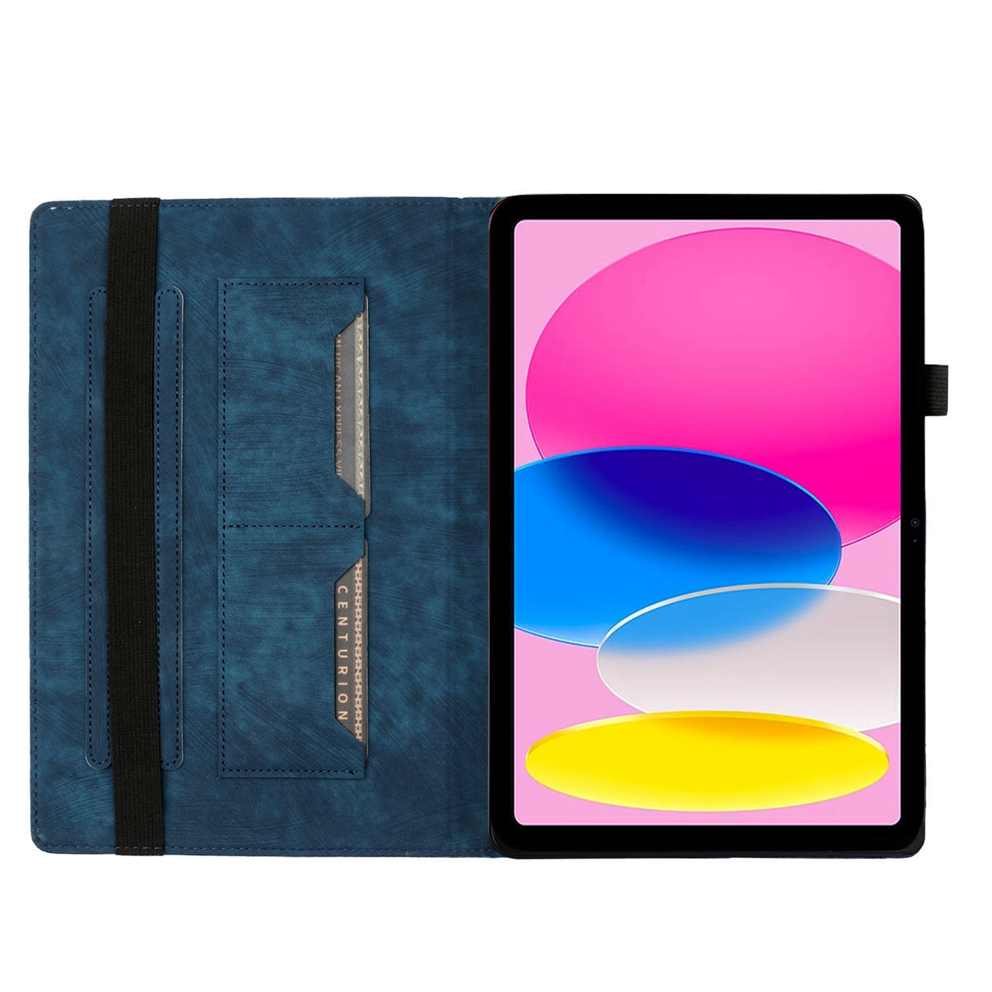 Dteck Folio Case for iPad Pro 13 Inch 2024, iPad Pro 13 (M4) Case PU Leather Embossed Butterfly & Cat Pattern Card Holder Folio Cover with Pencil Holder, Multi-Angle Viewing Stand,Blue