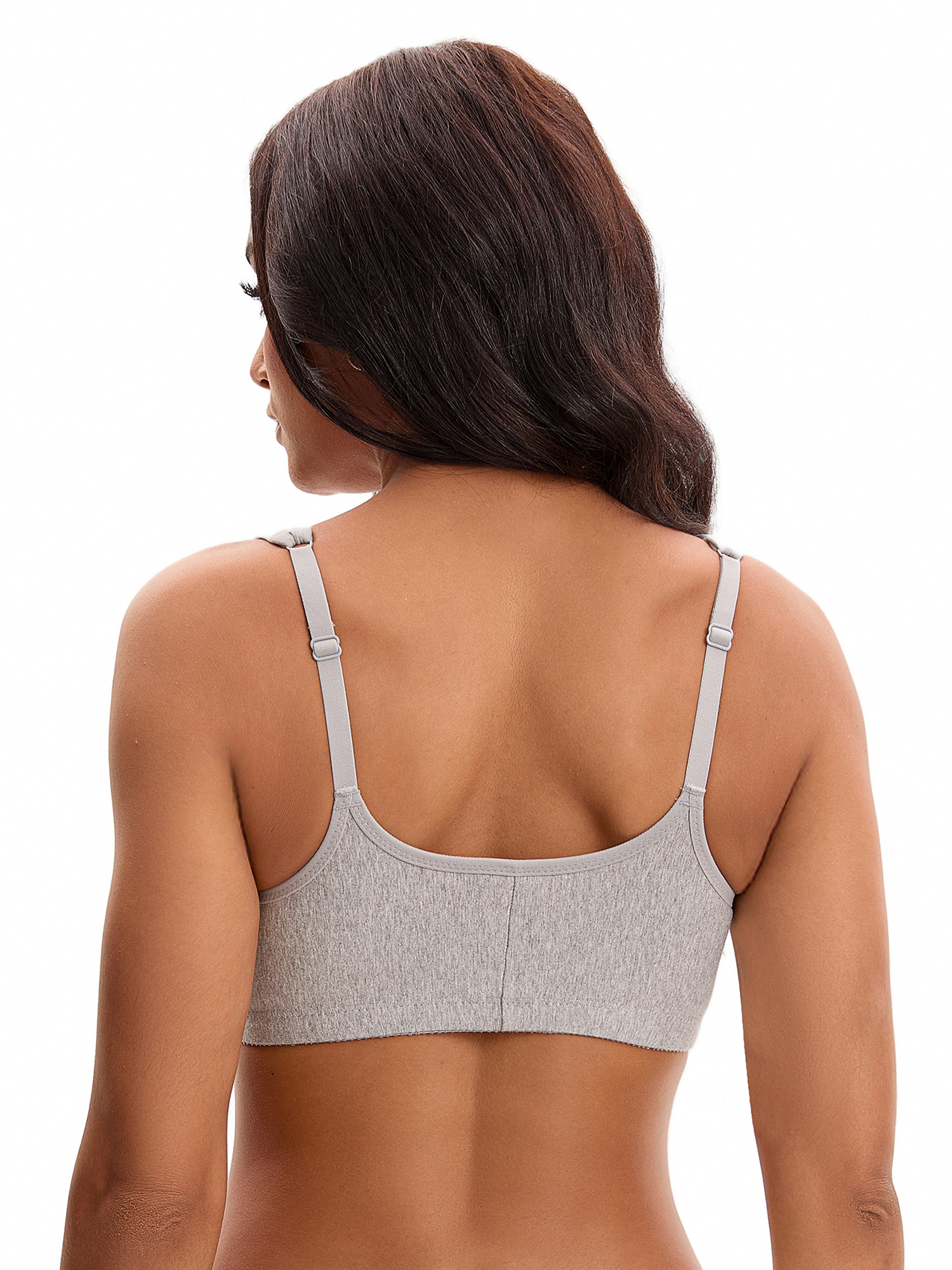 Unique Bargains Women's Front Closure Adjustable Strap Wirefree Workout Bras L Grey