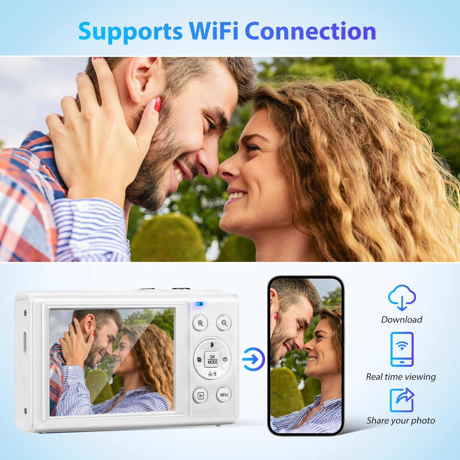 5K Digital Camera, 80MP Dual Screen Autofocus Vlogging Camera, 18X Zoom Camera for Photography