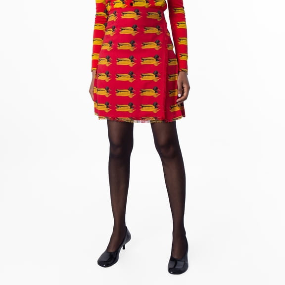 Burberry Duck Print Wool Mini Skirt, Brand Size 8 ( US Size 6 )