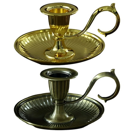 2 Pcs of Vintage Metal Candle Holder, Copper and Gold Tapered Candle Holders, Decorative Zinc Alloy Stands for Fireplace, Dining Table, Weddings and Parties