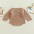 thumbnail image 4 of Infant Baby Knitting Jumpsuit  Solid Color Ribbed Long Sleeve Crew Neck Button Closure Romper for Boys Girls, 4 of 7
