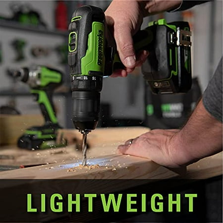 Greenworks - 24-Volt Cordless Brushless 1/2 in. Drill/Driver (2 x 1.5Ah USB Batteries, Charger and Bag) - Black/Green