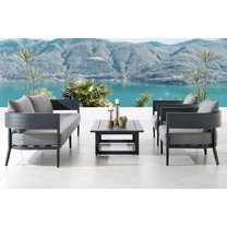 Armen Living Menorca 4-Piece Outdoor Fabric Outdoor Conversation Set in Gray