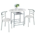 thumbnail image 2 of Yaheetech 3 Piece Modern Round Dining Table Set with Steel Legs, White, 2 of 6