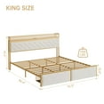 thumbnail image 2 of YUSAZENS King Size Bed Frame with RGB LED and Charging Station Headboard, Beige Upholstered Platform Bed Frame King with 2 Storage Drawers, No Box Spring Needed, Heavy Duty, 2 of 8