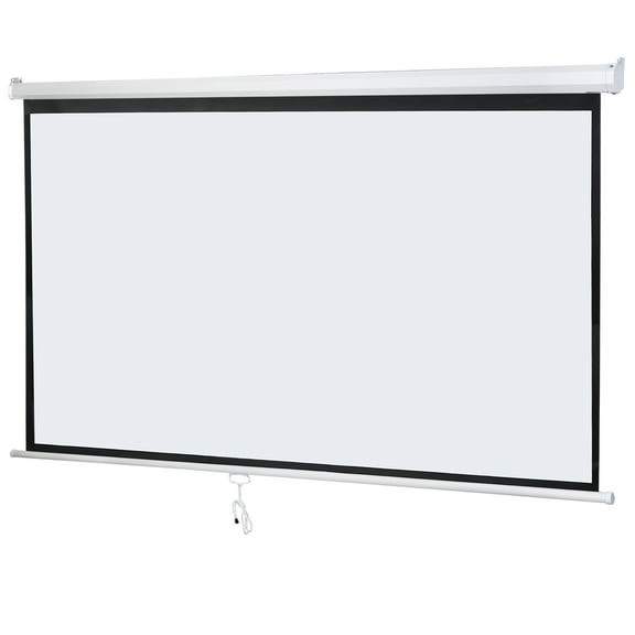RONG-3 Projection Screen Foldable Anti-Crease Portable Projector Movie Screen Manual Pull Down for Home Theater Presentation Education Outdoor Indoor Public Display,80" (16:9) White