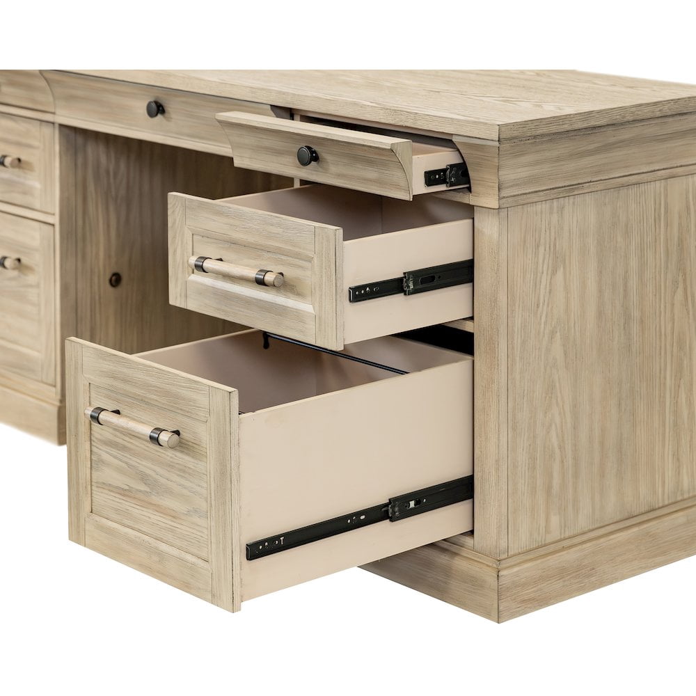Traditional Wood Executive Desk Storage Office Credenza Fully Assembled Brown