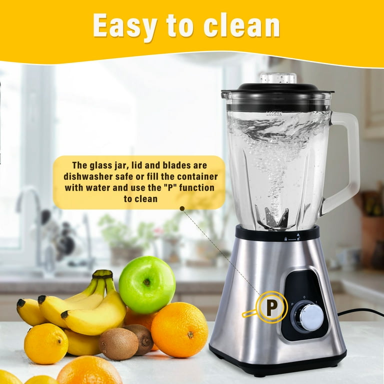 Tecthalway professional Blender, 500W Countertop Blenders for Kitchen,6  Stainless Steel Blades, Ideal for Puree, Ice Crush, Shakes & Frozen Drinks