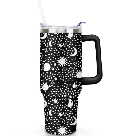 40oz Space Tumbler Stainless Steel Vacuum Insulated Travel Mug with Handle Flip Straw Lid Leak Proof Cup Gift for Men Women Him Her